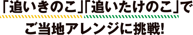 「追いきのこ」「追いたけのこ」でご当地アレンジに挑戦！