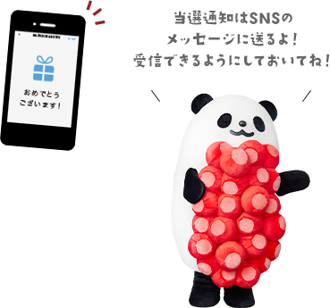 当選通知はSNSのメッセージに送るやん！受信できるようにしておいてや〜ん！